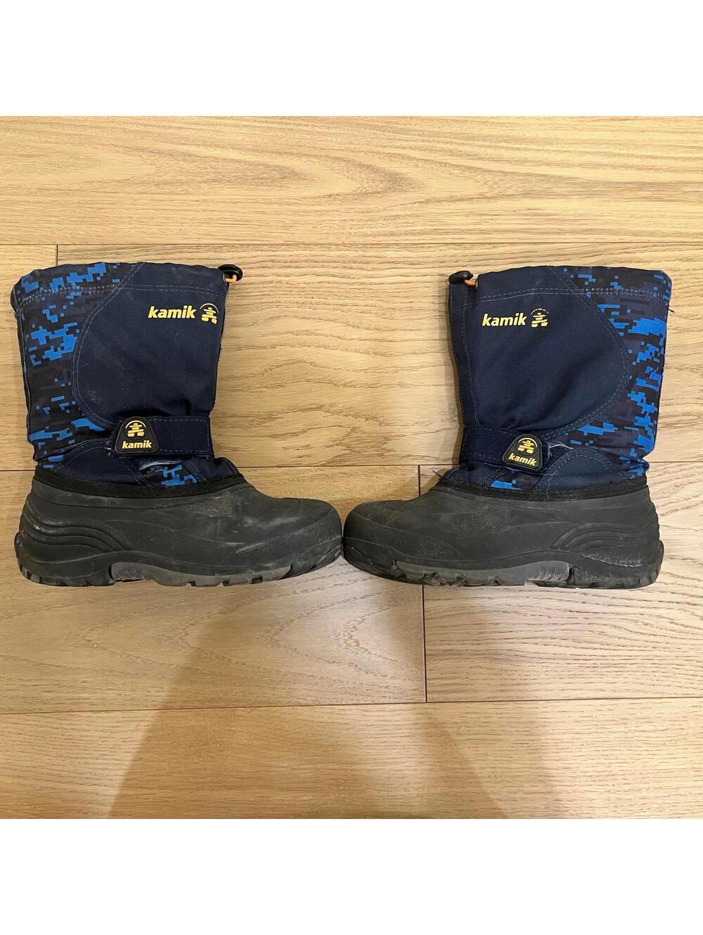 Kamik Kids Winter Snow Boots Blue Black Waterproof Youth Size 3
